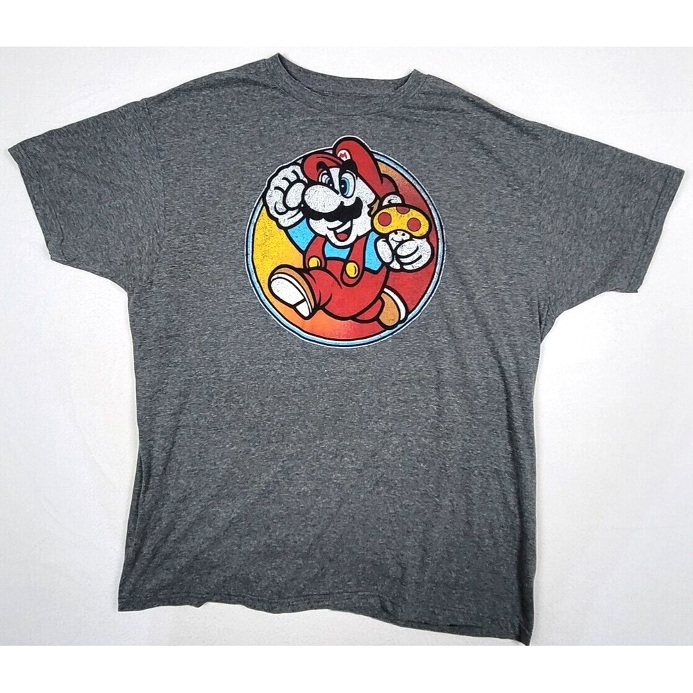 Super Mario Brothers T-Shirt Mushroom Kingdom Nintendo Mens Sz 2XL Gray